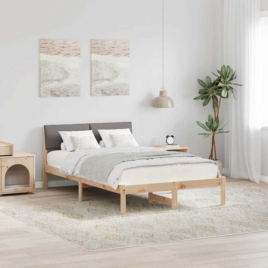 Bed frame Brown and taupe 120 x 190 cm Solid pine wood
