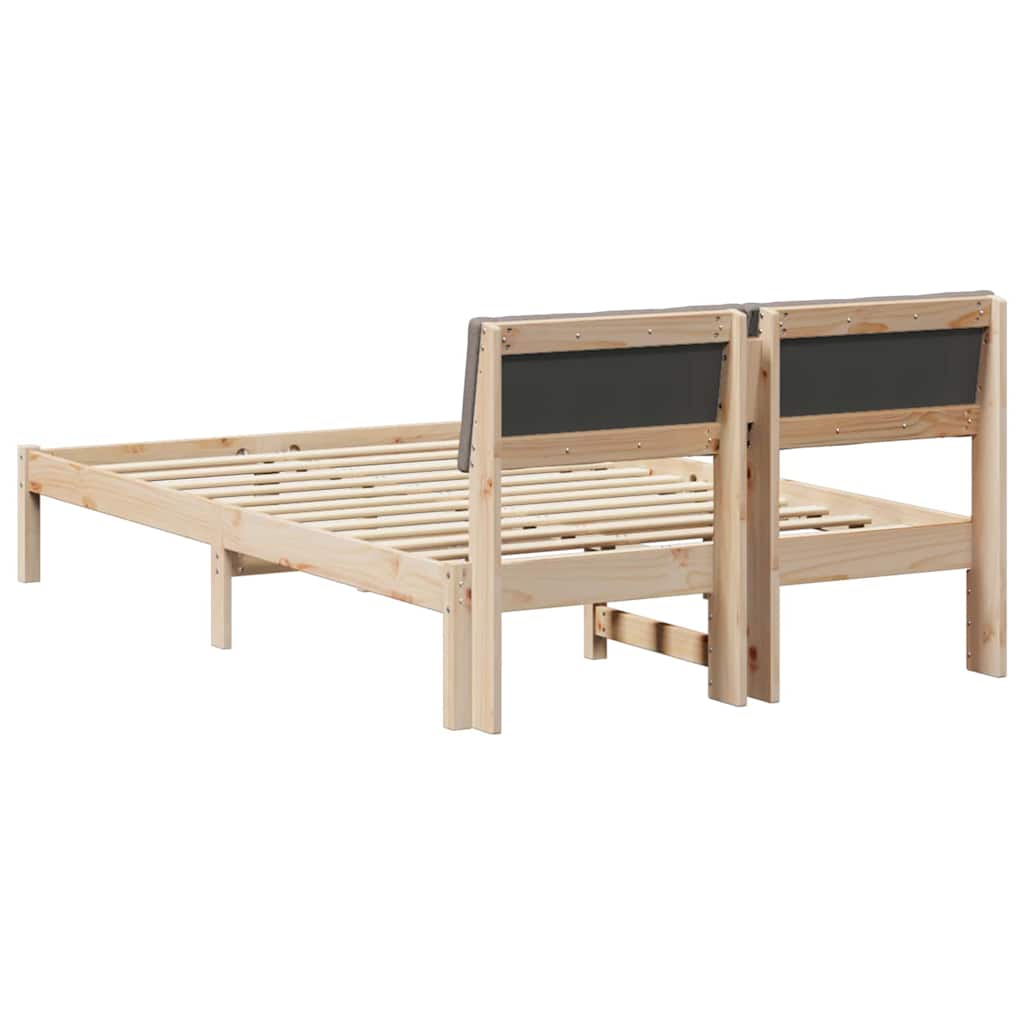 Bed frame Brown and taupe 120 x 190 cm Solid pine wood