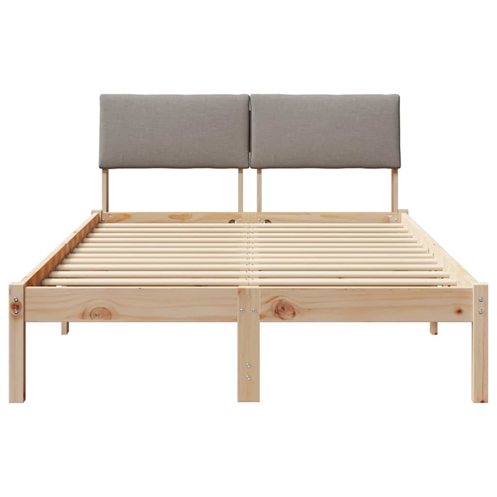 Bed frame Brown and taupe 120 x 190 cm Solid pine wood