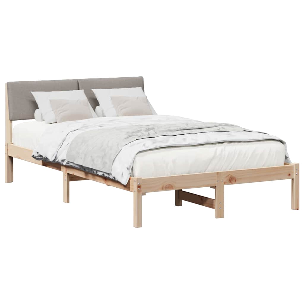 Bed frame Brown and taupe 120 x 190 cm Solid pine wood