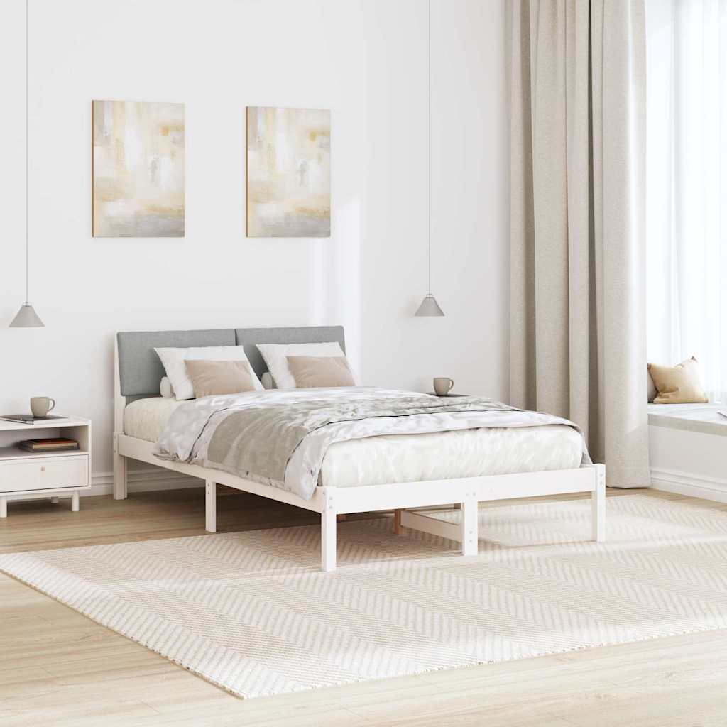 Bed frame White and light grey 120 x 190 cm Solid pine wood