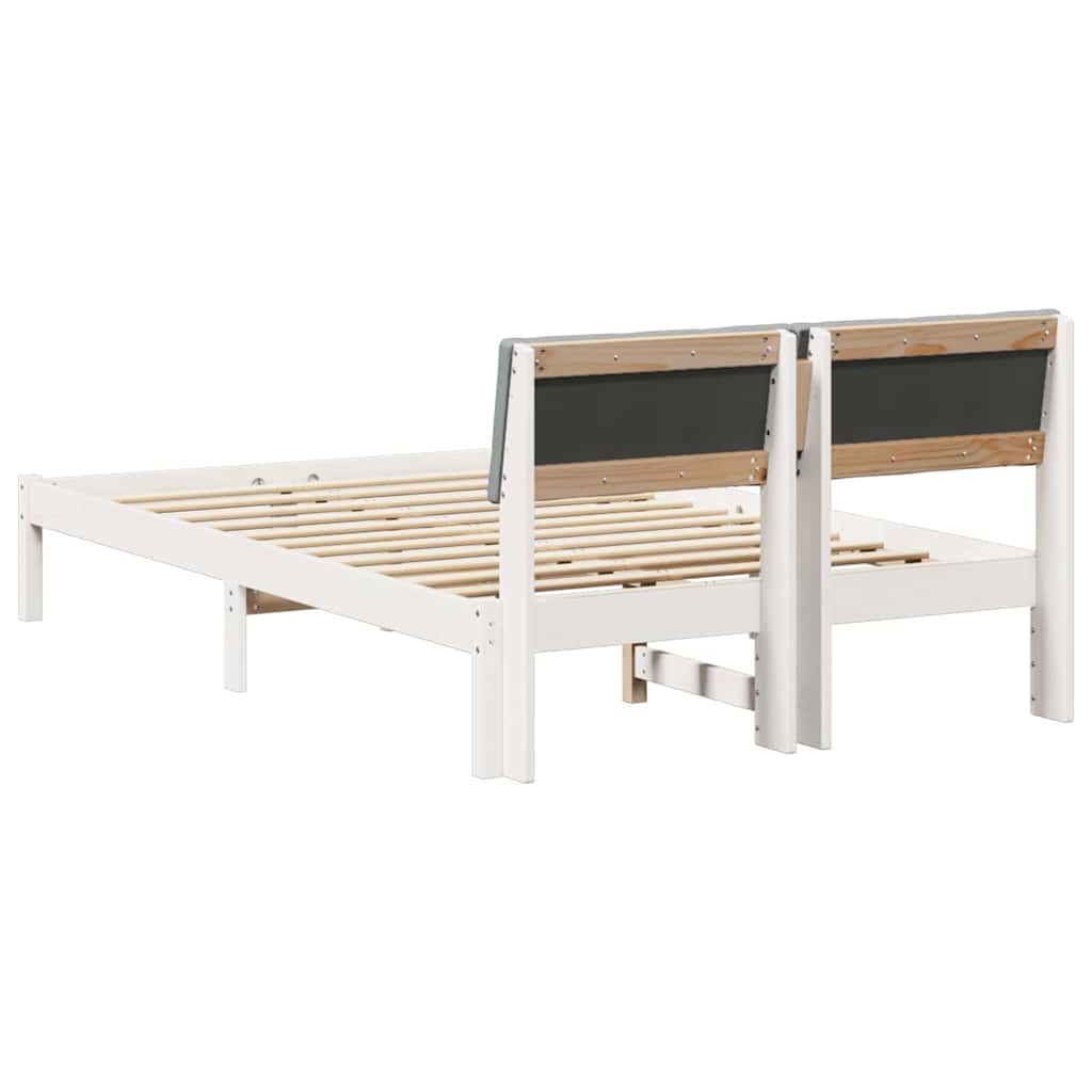Bed frame White and light grey 120 x 190 cm Solid pine wood