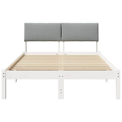 Bed frame White and light grey 120 x 190 cm Solid pine wood