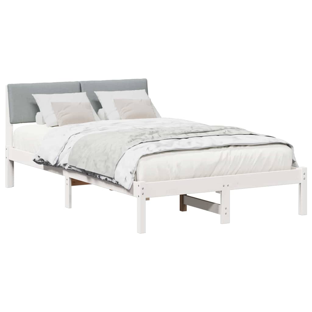 Bed frame White and light grey 120 x 190 cm Solid pine wood