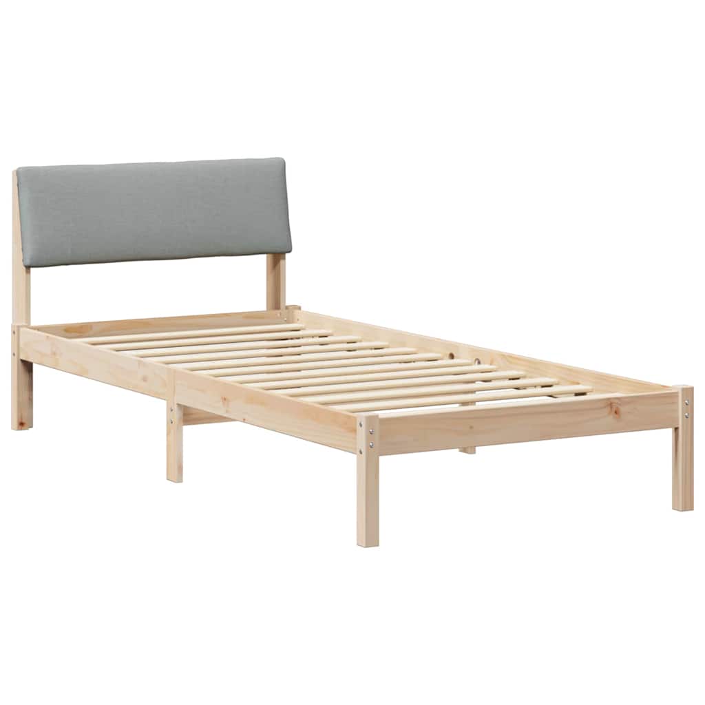Bed frame Brown and light grey 100 x 200 cm Solid pine wood