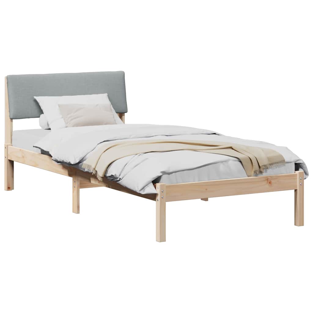 Bed frame Brown and light grey 100 x 200 cm Solid pine wood