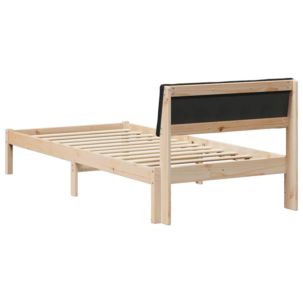 Bed frame Brown and black 100 x 200 cm Solid pine wood