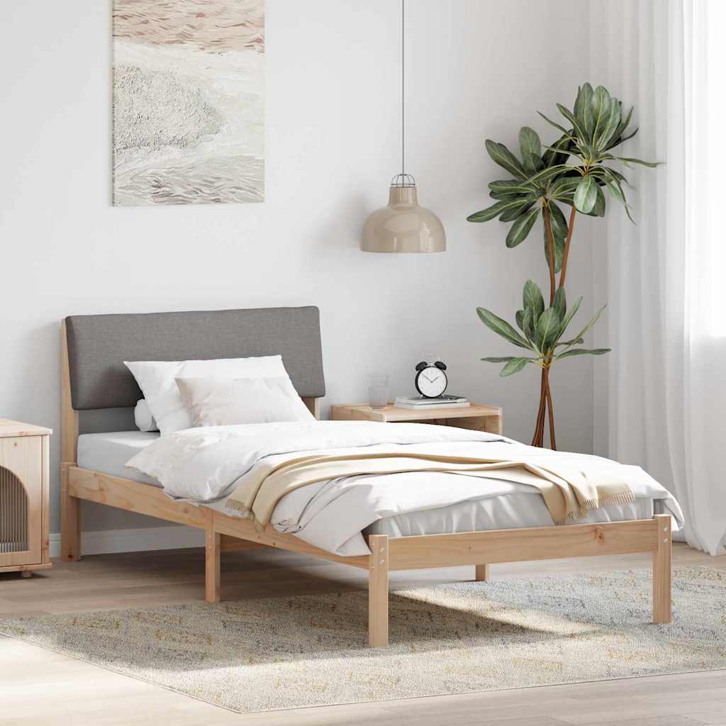 Bed frame Brown and taupe 100 x 200 cm Solid pine wood