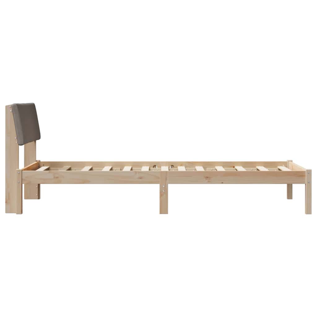Bed frame Brown and taupe 100 x 200 cm Solid pine wood
