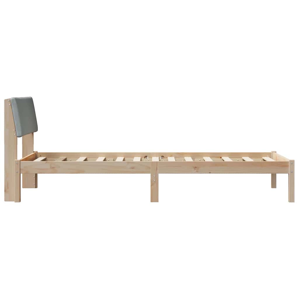 Bed frame Brown and light grey 90 x 200 cm Solid pine wood