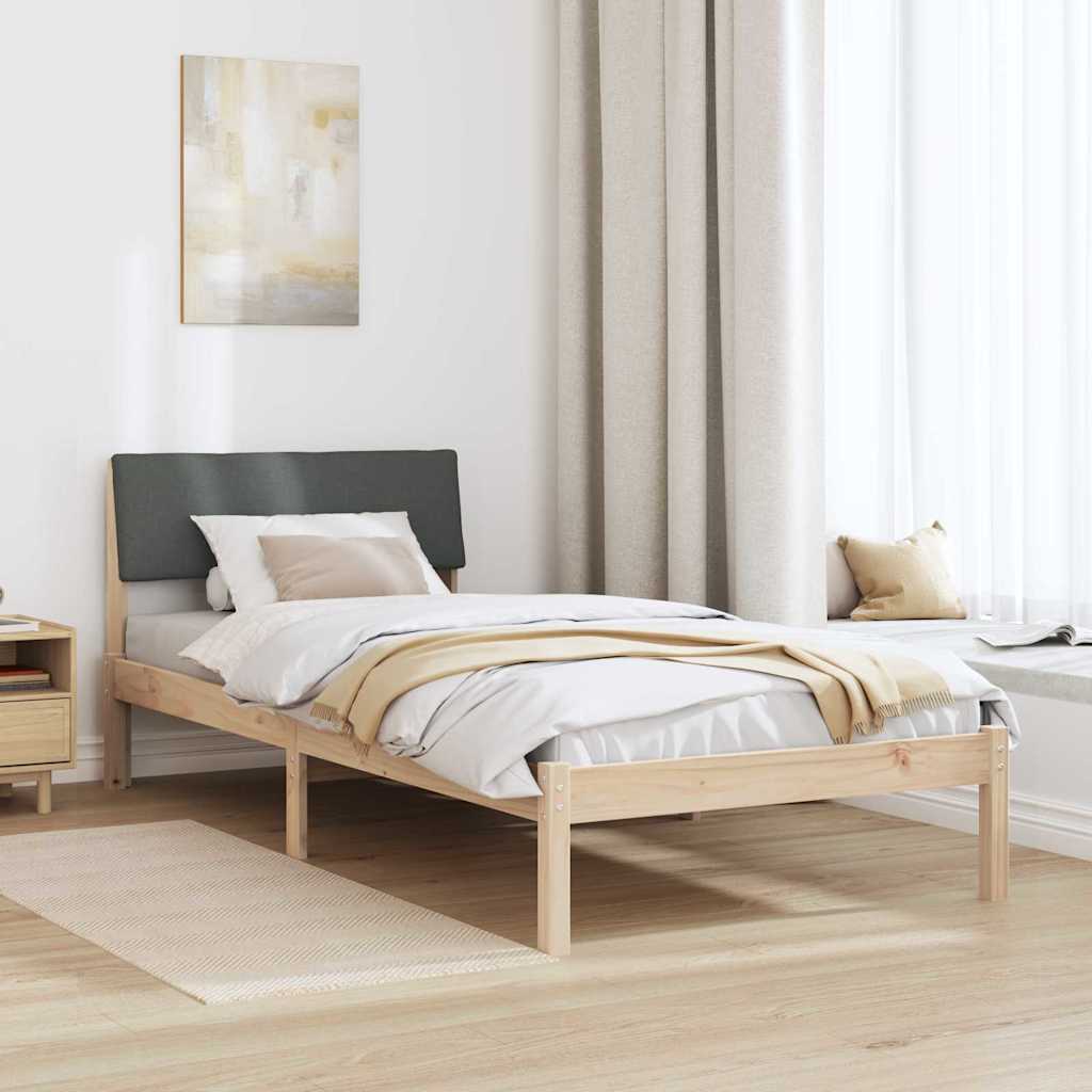 Bed frame Brown and dark grey 90 x 200 cm Solid pine wood
