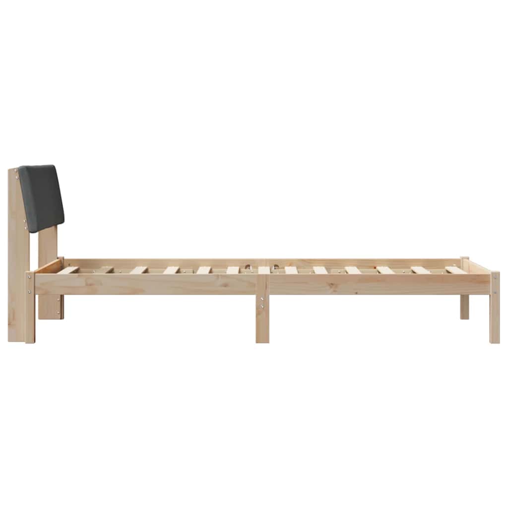 Bed frame Brown and dark grey 90 x 200 cm Solid pine wood