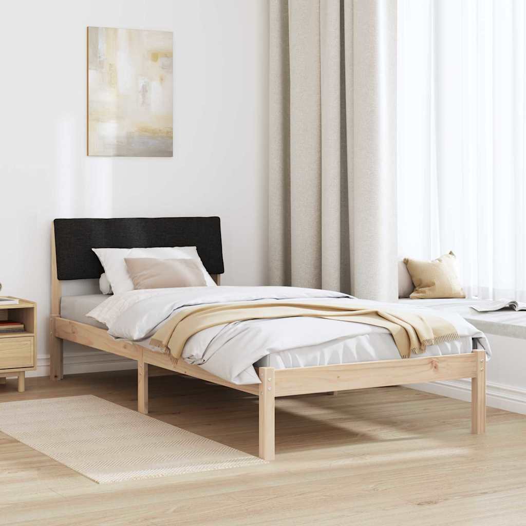Bed frame Brown and black 90 x 200 cm Solid pine wood