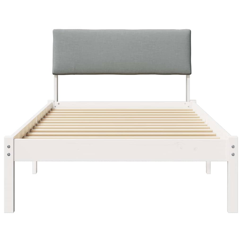 Bed frame White and light grey 90 x 200 cm Solid pine wood