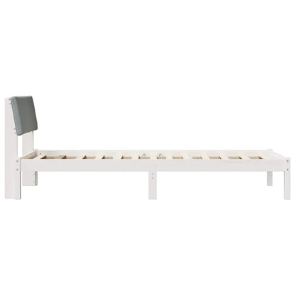 Bed frame White and light grey 90 x 200 cm Solid pine wood
