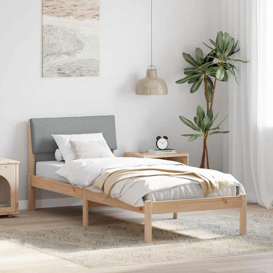 Bed frame Brown and light grey 80 x 200 cm Solid pine wood