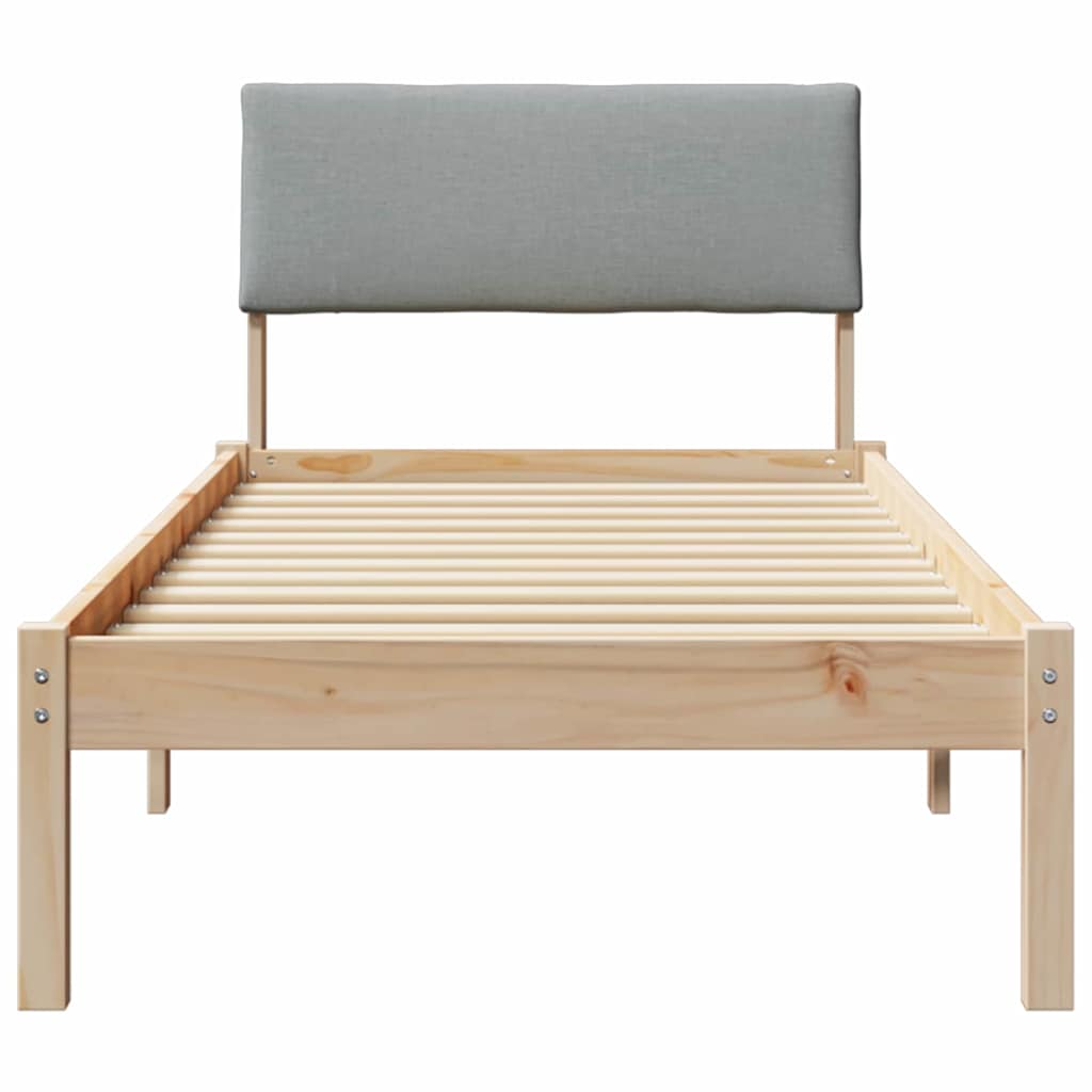 Bed frame Brown and light grey 80 x 200 cm Solid pine wood