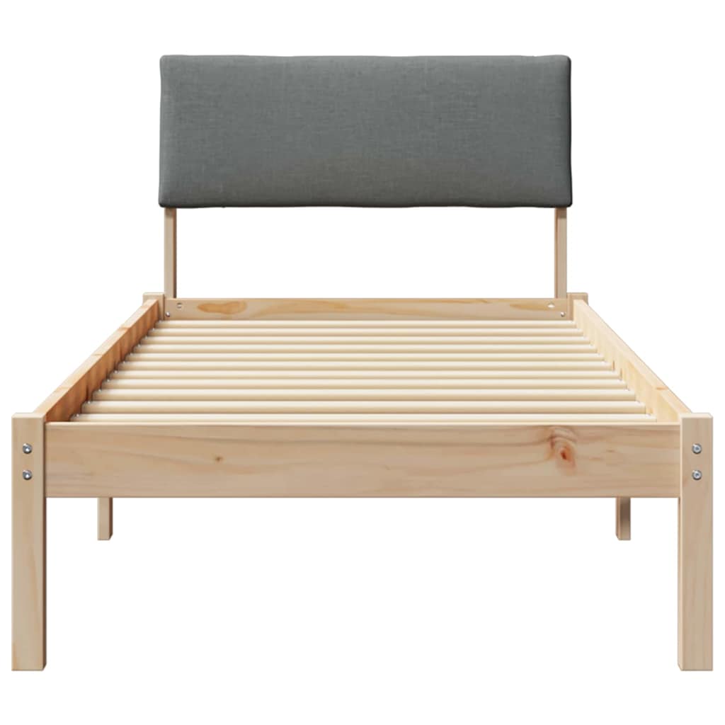 Bed frame Brown and dark grey 80 x 200 cm Solid pine wood
