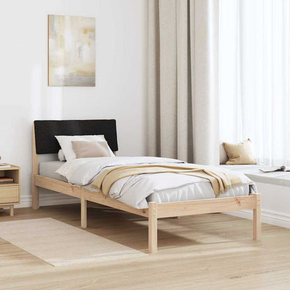 Bed frame Brown and black 80 x 200 cm Solid pine wood