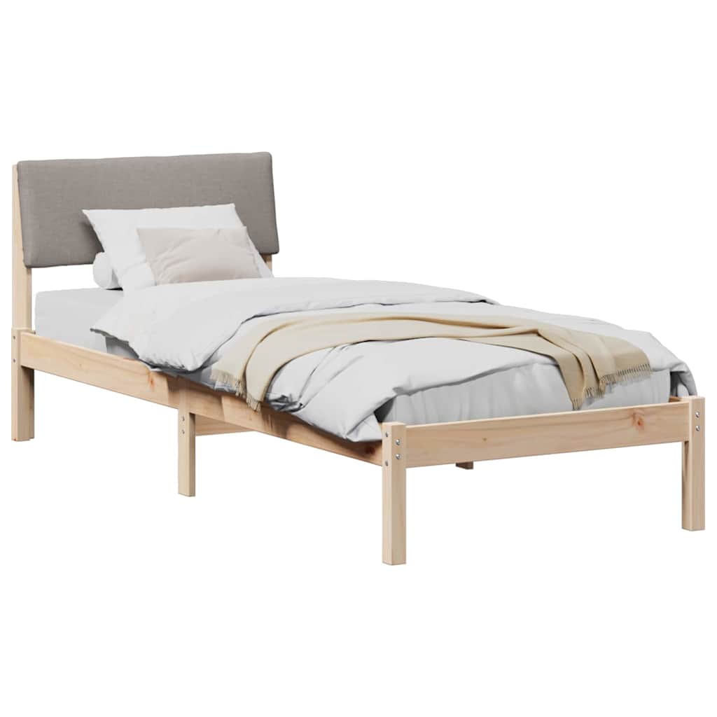 Bed frame Brown and taupe 80 x 200 cm Solid pine wood