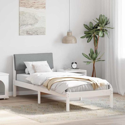 Bed frame White and light grey 80 x 200 cm Solid pine wood