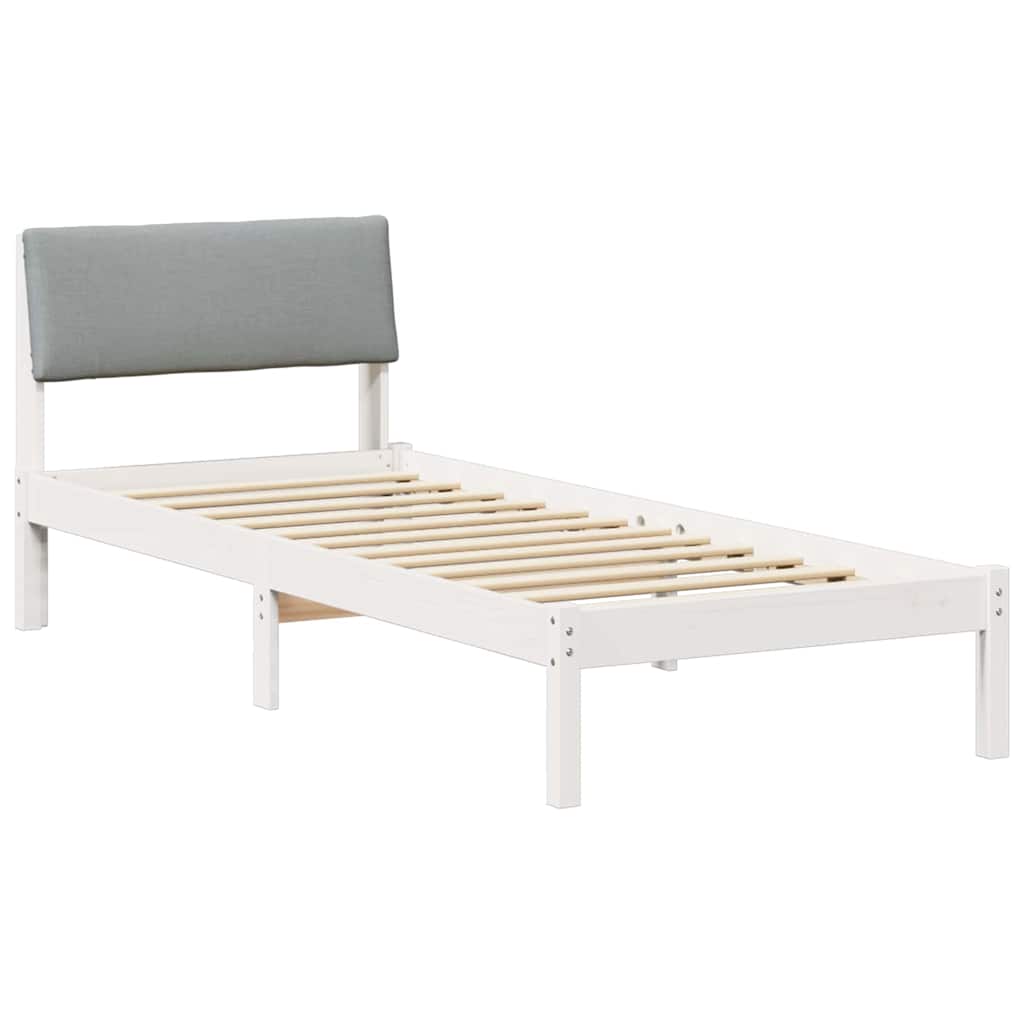 Bed frame White and light grey 80 x 200 cm Solid pine wood