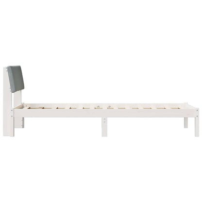 Bed frame White and light grey 80 x 200 cm Solid pine wood