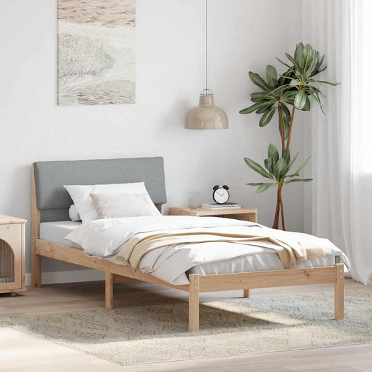 Bed frame Brown and light grey 90 x 190 cm Solid pine wood