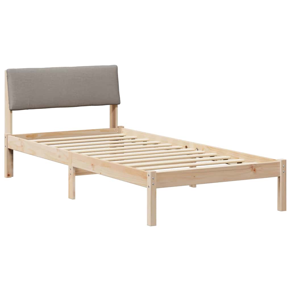 Bed frame Brown and taupe 90 x 190 cm Solid pine wood