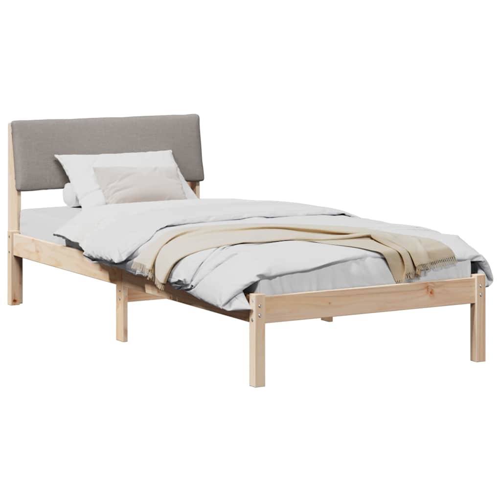 Bed frame Brown and taupe 90 x 190 cm Solid pine wood