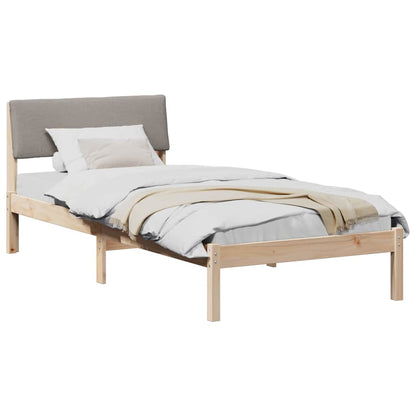 Bed frame Brown and taupe 90 x 190 cm Solid pine wood