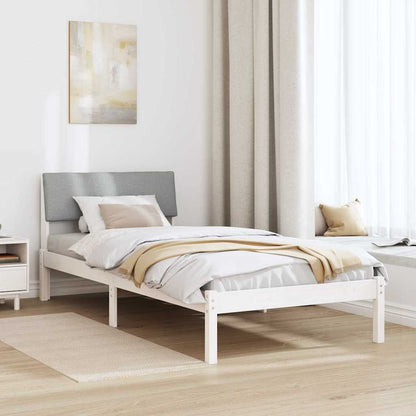 Bed frame White and light grey 90 x 190 cm Solid pine wood