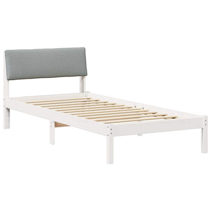 Bed frame White and light grey 90 x 190 cm Solid pine wood