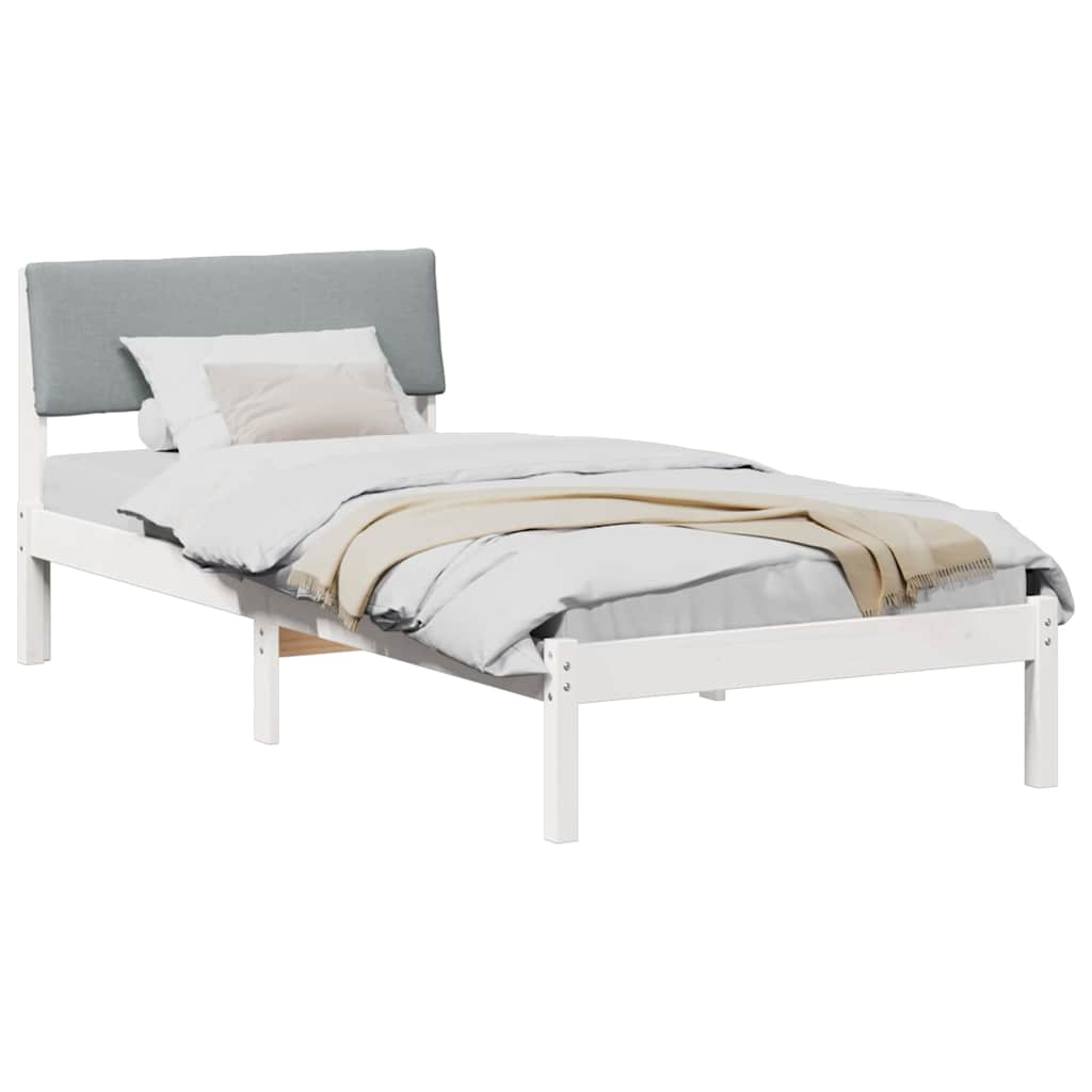 Bed frame White and light grey 90 x 190 cm Solid pine wood