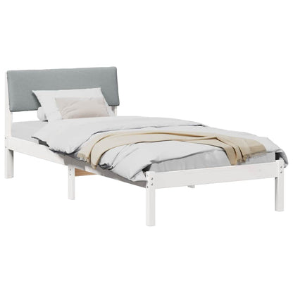 Bed frame White and light grey 90 x 190 cm Solid pine wood