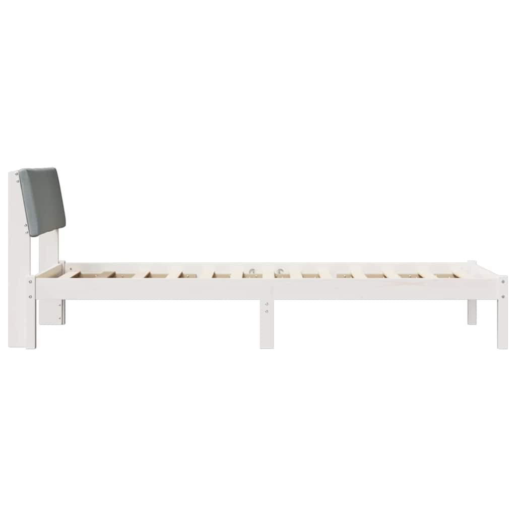 Bed frame White and light grey 90 x 190 cm Solid pine wood
