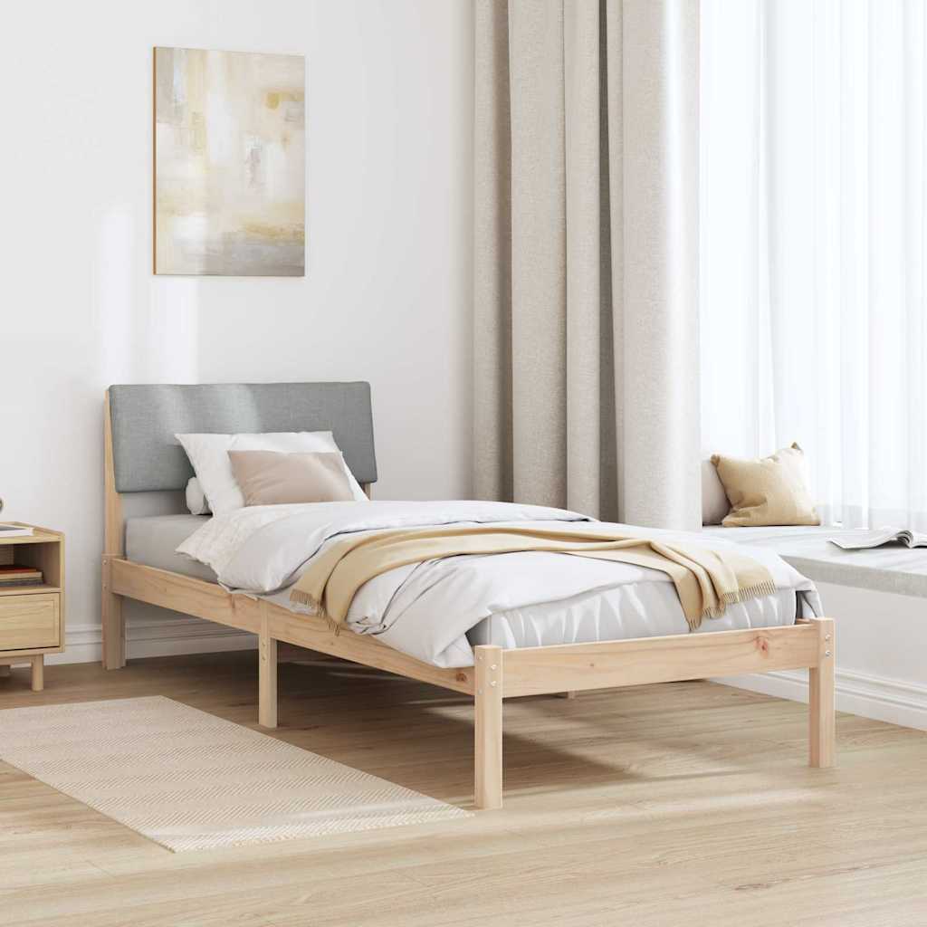 Bed frame Brown and light grey 75 x 190 cm Solid pine wood