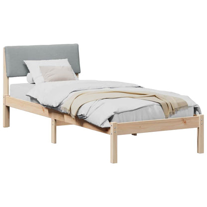 Bed frame Brown and light grey 75 x 190 cm Solid pine wood