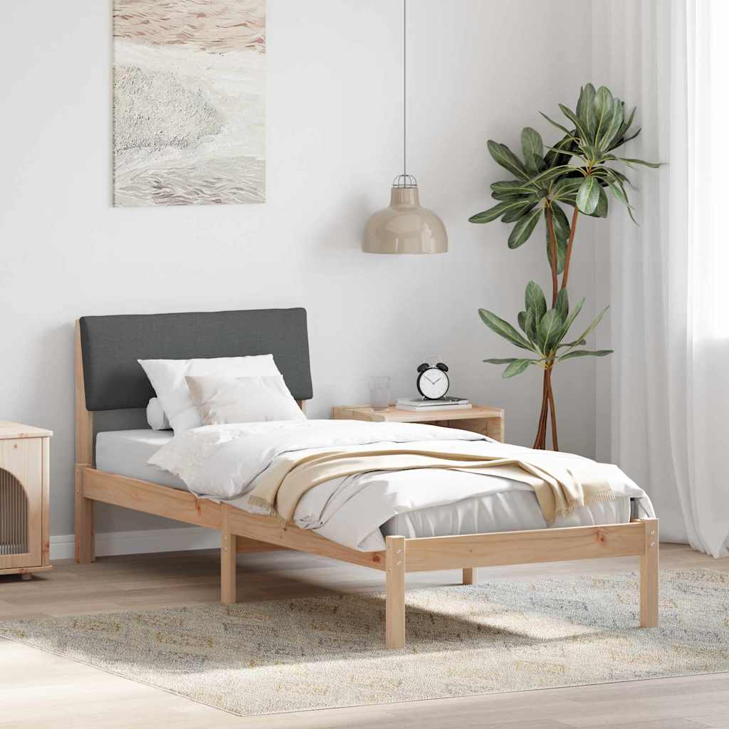 Bed frame Brown and dark grey 75 x 190 cm Solid pine wood