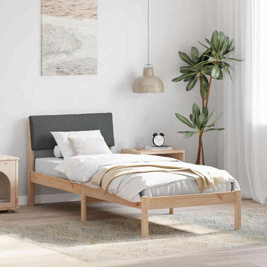 Bed frame Brown and dark grey 75 x 190 cm Solid pine wood