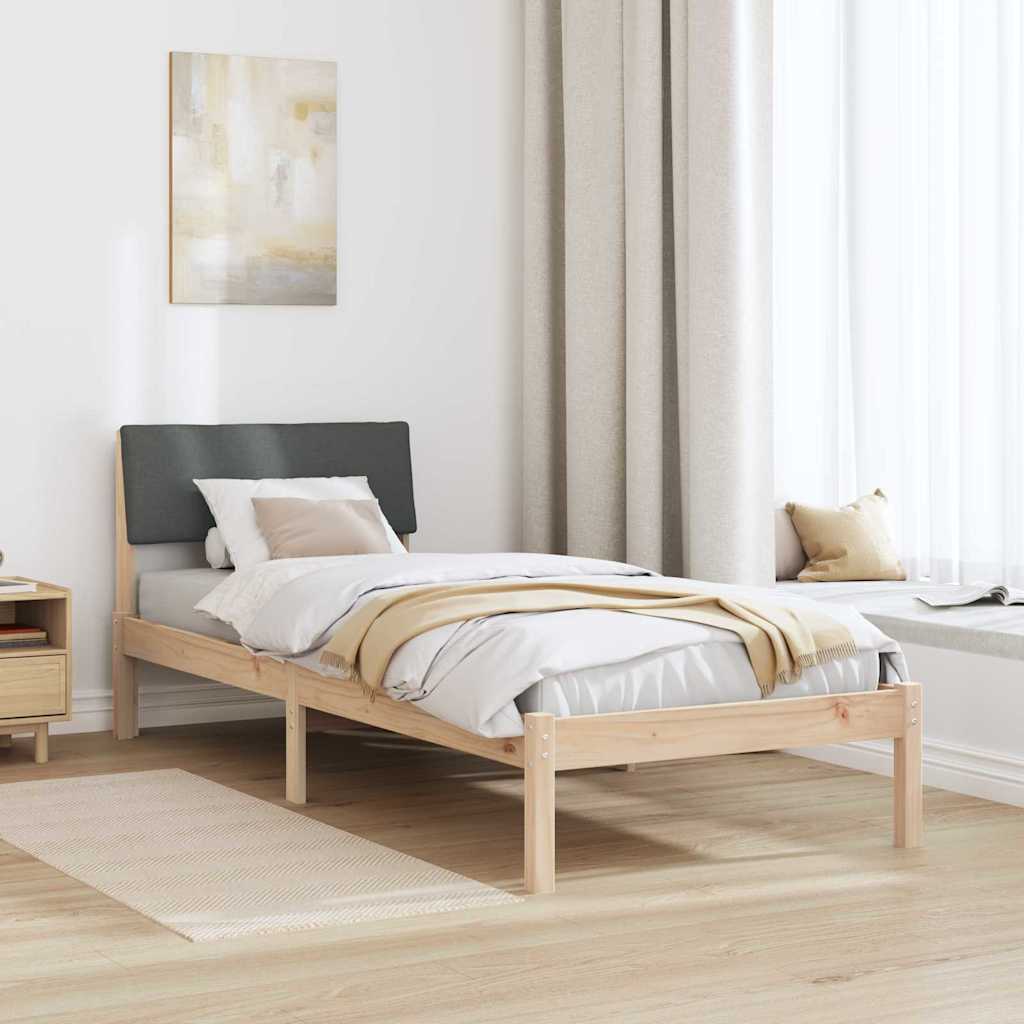 Bed frame Brown and dark grey 75 x 190 cm Solid pine wood