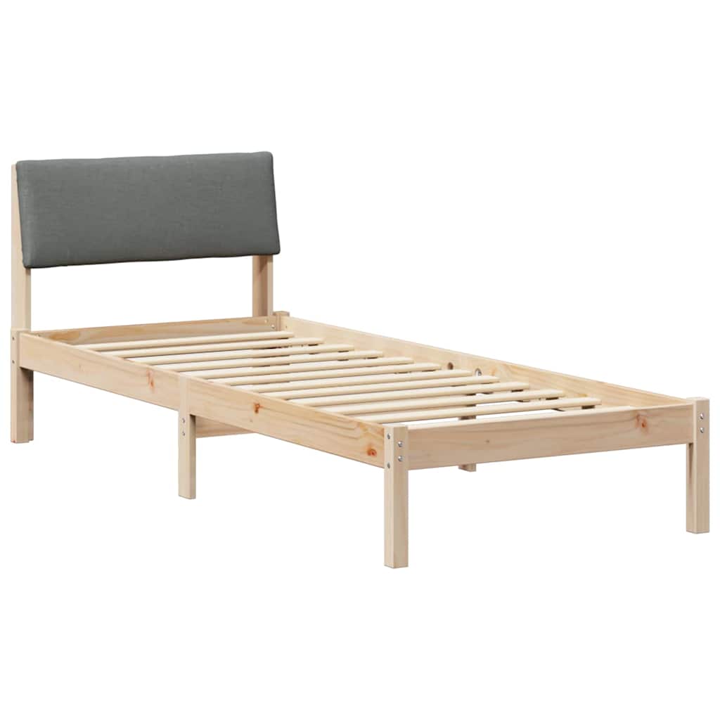 Bed frame Brown and dark grey 75 x 190 cm Solid pine wood