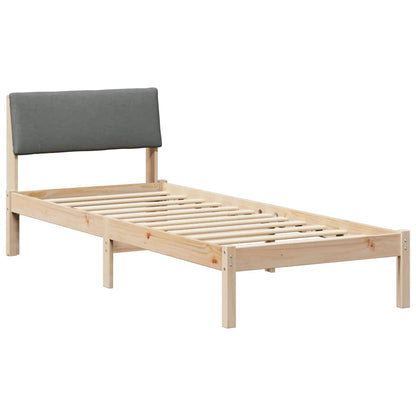 Bed frame Brown and dark grey 75 x 190 cm Solid pine wood