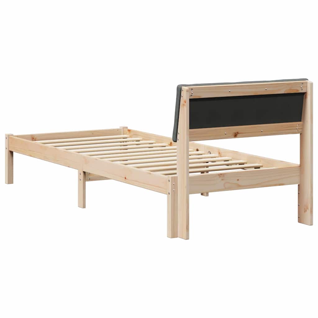 Bed frame Brown and dark grey 75 x 190 cm Solid pine wood