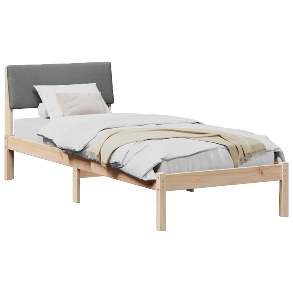 Bed frame Brown and dark grey 75 x 190 cm Solid pine wood