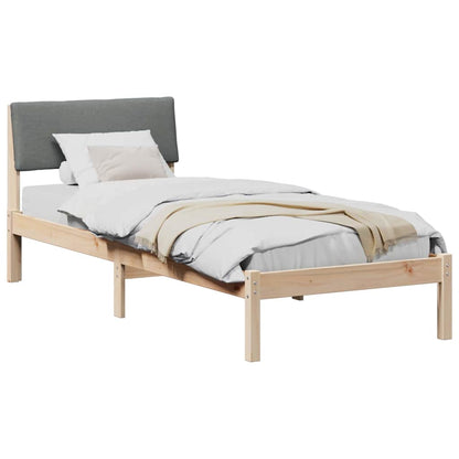 Bed frame Brown and dark grey 75 x 190 cm Solid pine wood