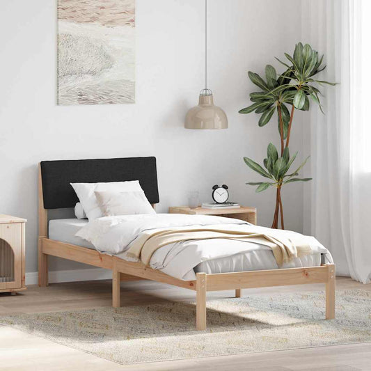 Bed frame Brown and black 75 x 190 cm Solid pine wood