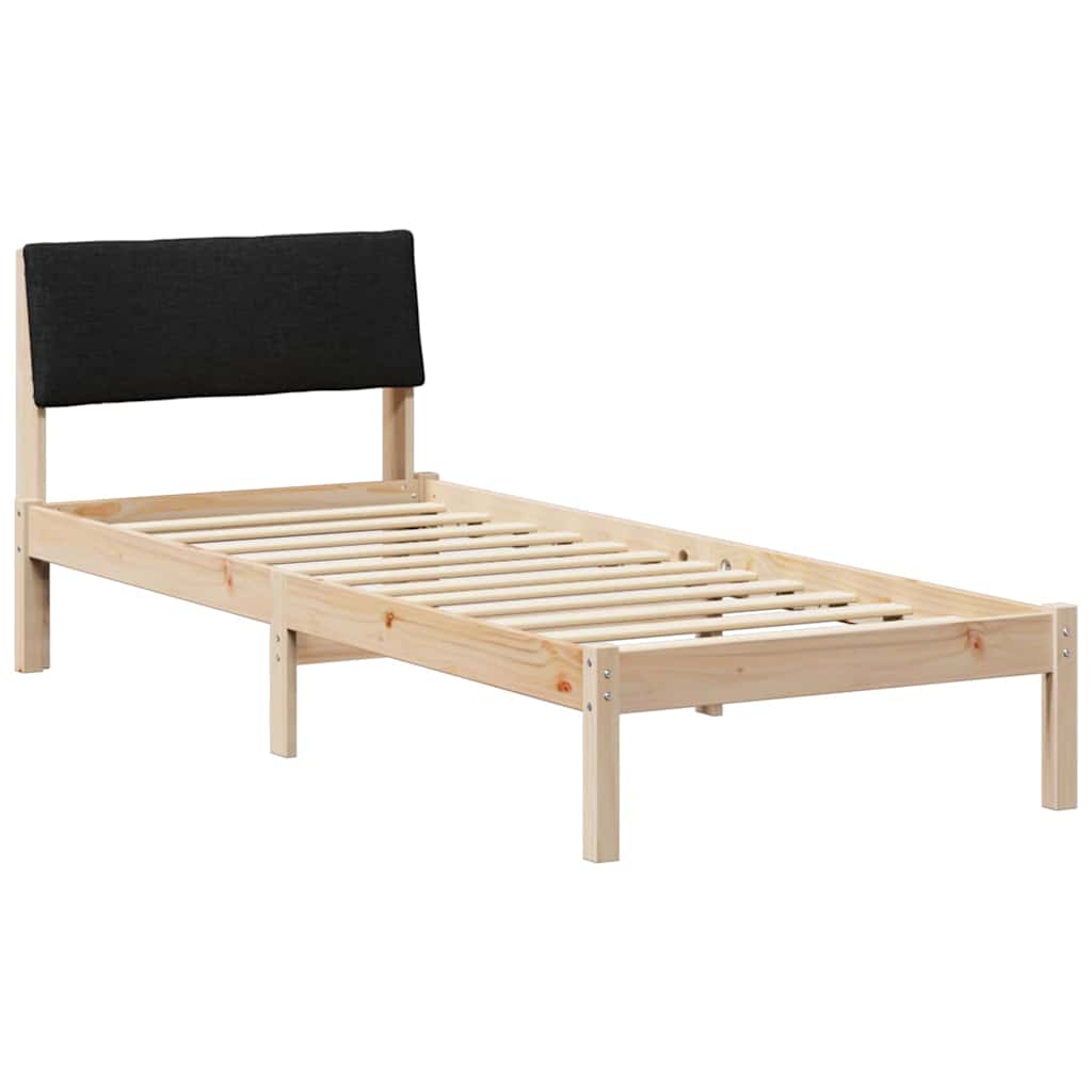 Bed frame Brown and black 75 x 190 cm Solid pine wood