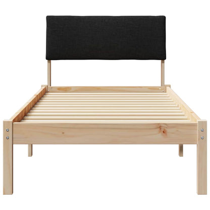 Bed frame Brown and black 75 x 190 cm Solid pine wood