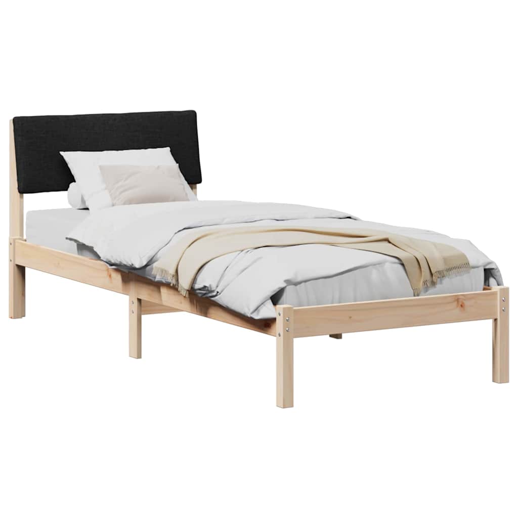 Bed frame Brown and black 75 x 190 cm Solid pine wood